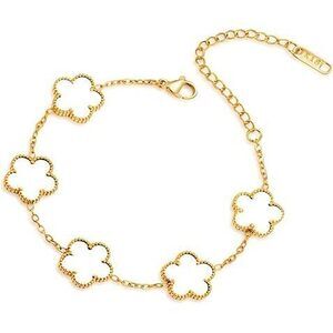 18K Gold-Plated Four Leaf Clover Bracelet For Women,Adjustable Lucky Bracelet